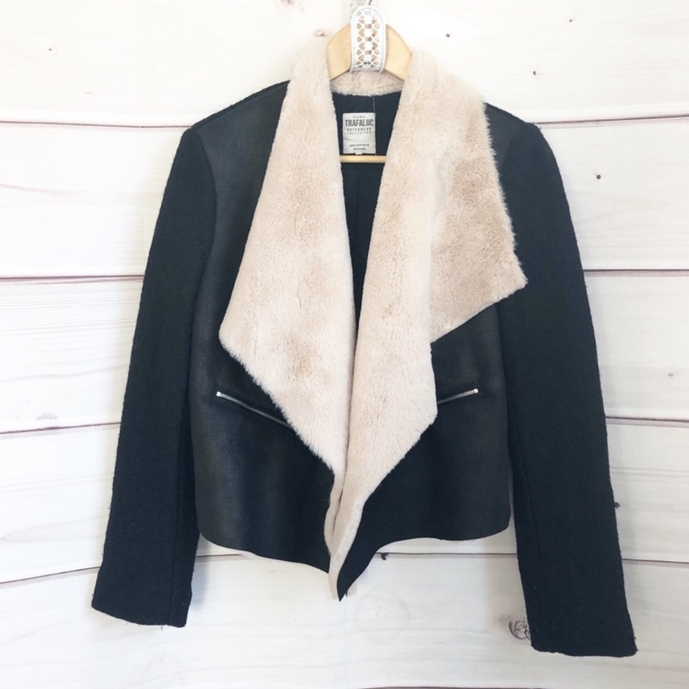 Zara Moto jacket with faux fur collar